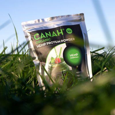 Canah hempup power hemp protein power organic cacao bio-market front grass